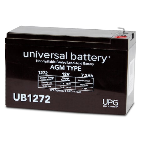 Upg Sealed Lead Acid Battery, 12 V, 7.2Ah, UB1272, F1 (Faston Tab) Terminal, AGM Type 40760